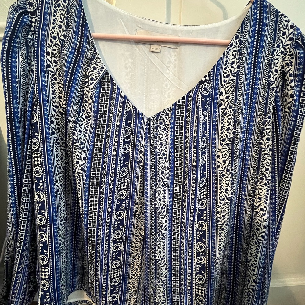 Loft Blue Patterned Women's Top - image 2